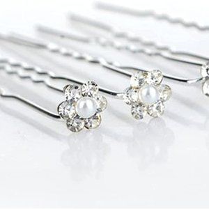 (80 PCS)Flower Crystal Rhinestones Pearl Hair pins